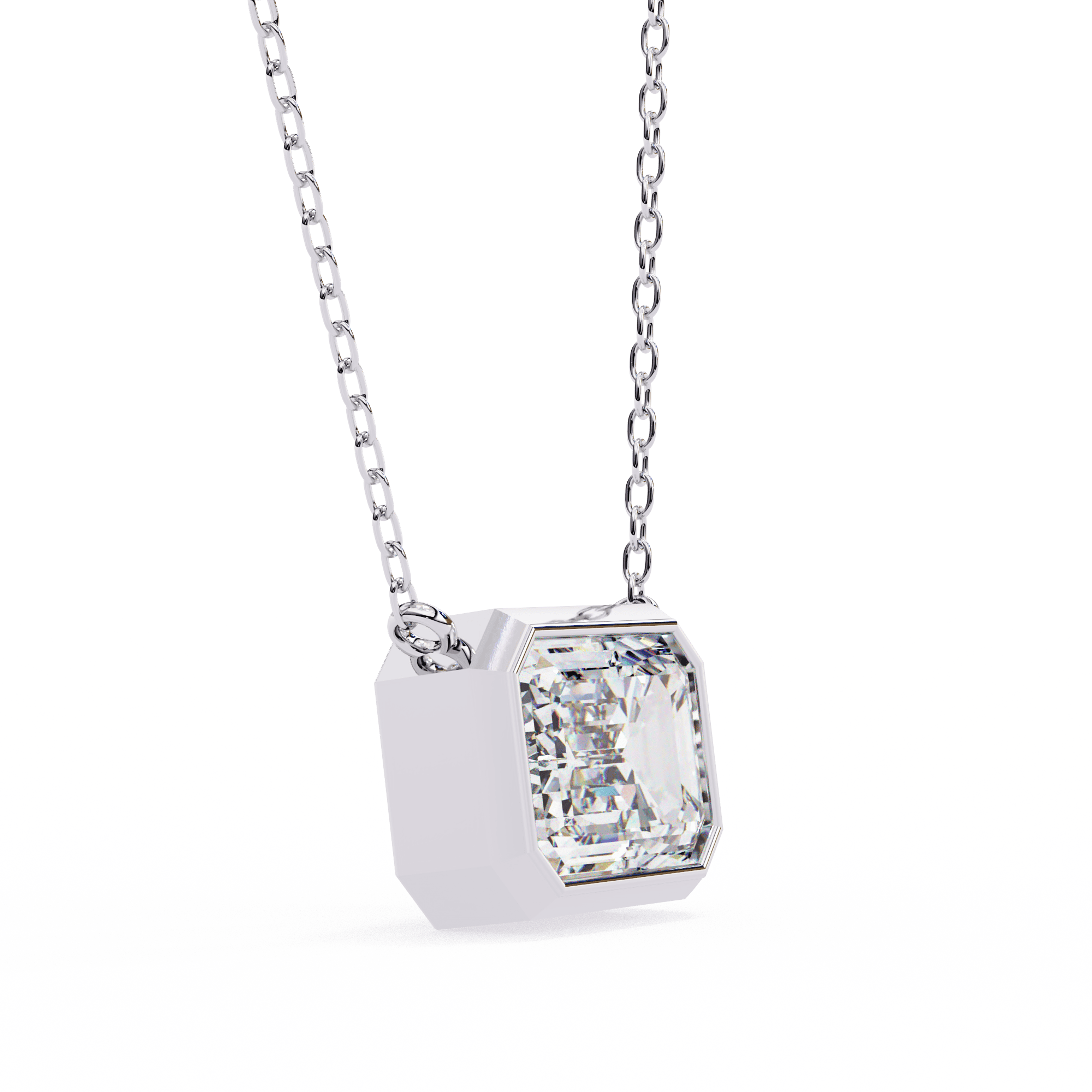 Minimalist Emerald-cut diamond  pendant