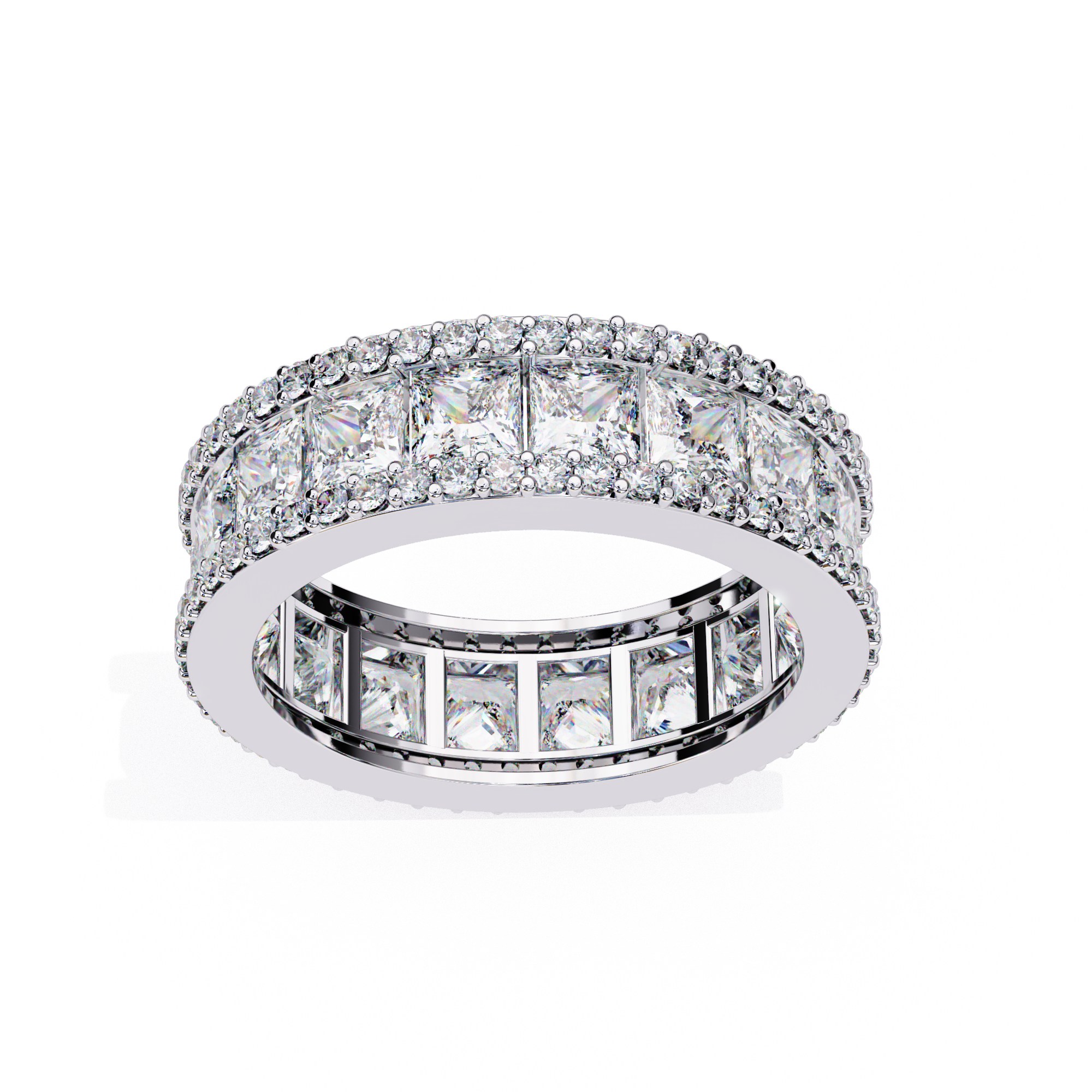 Dual Row Princess Cut Eternity Band