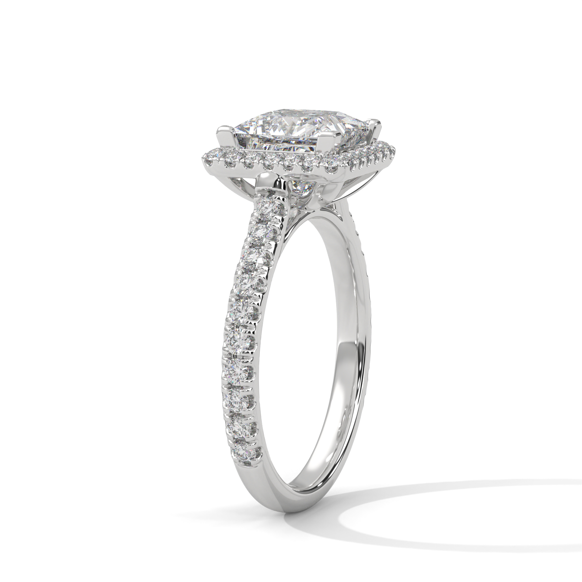 Princess cut halo ring