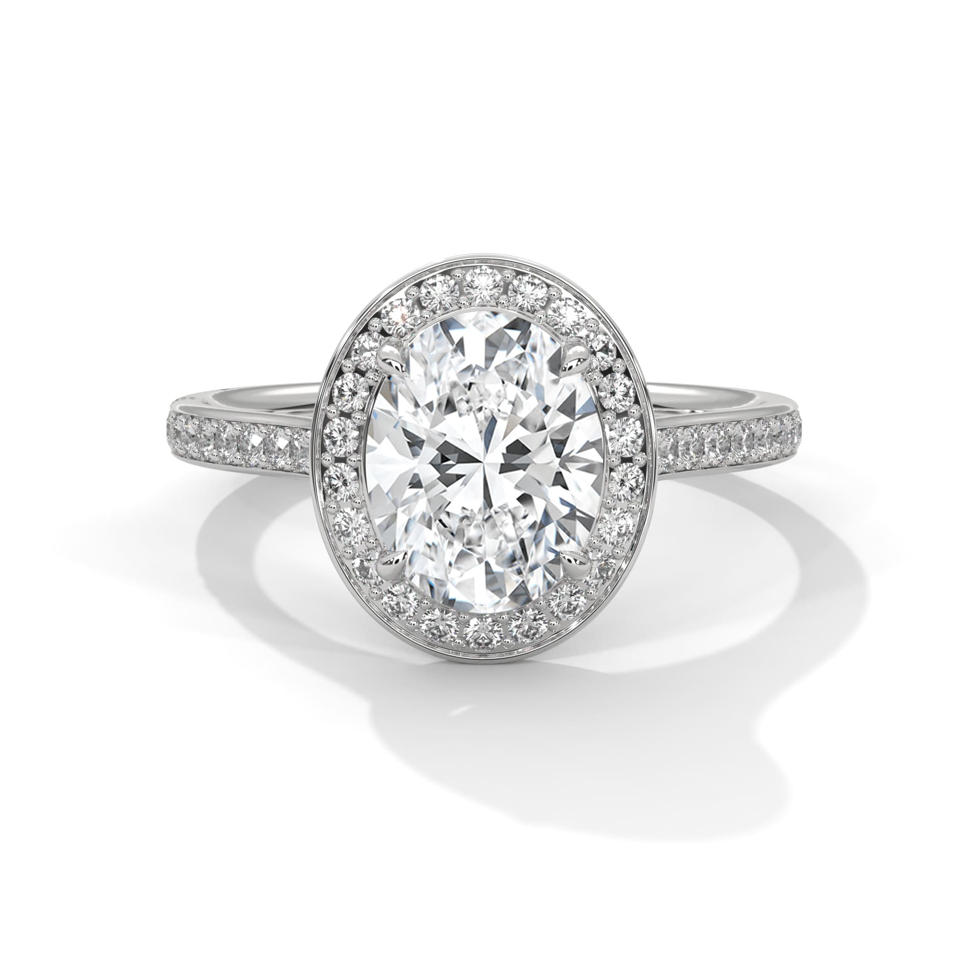 Oval diamond halo ring