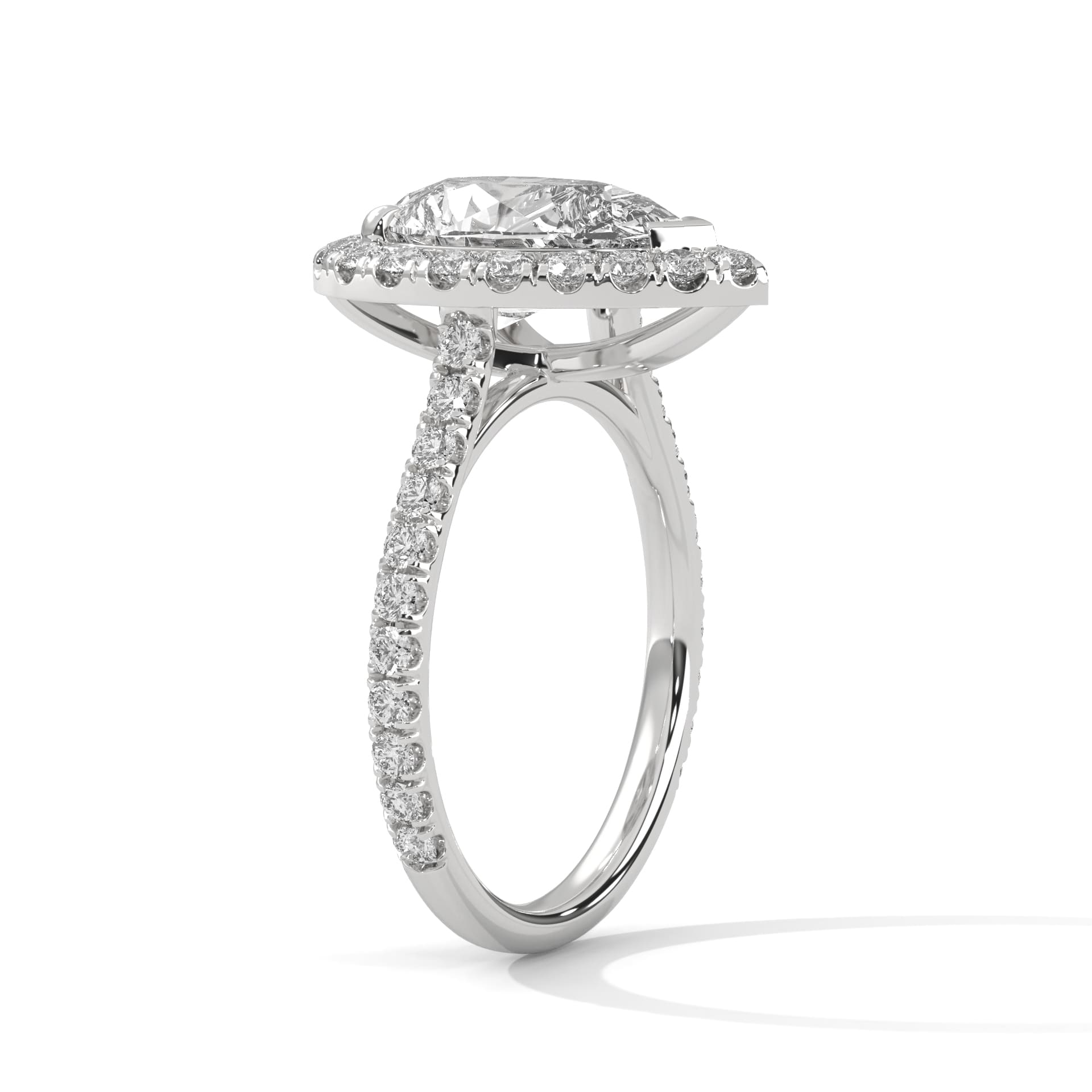 Elegant pear halo ring