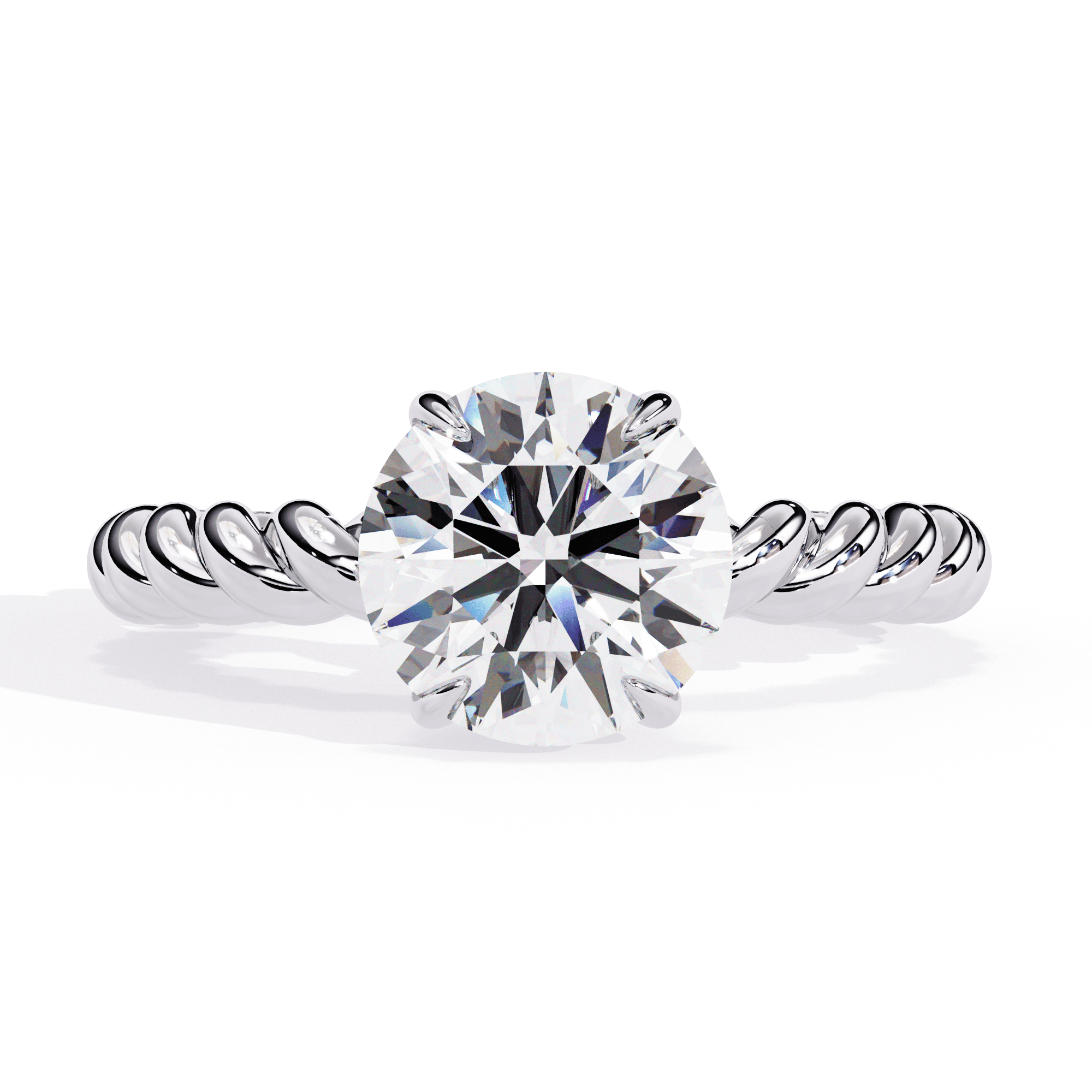 Round Solitaire with Rope Band Engagement Ring