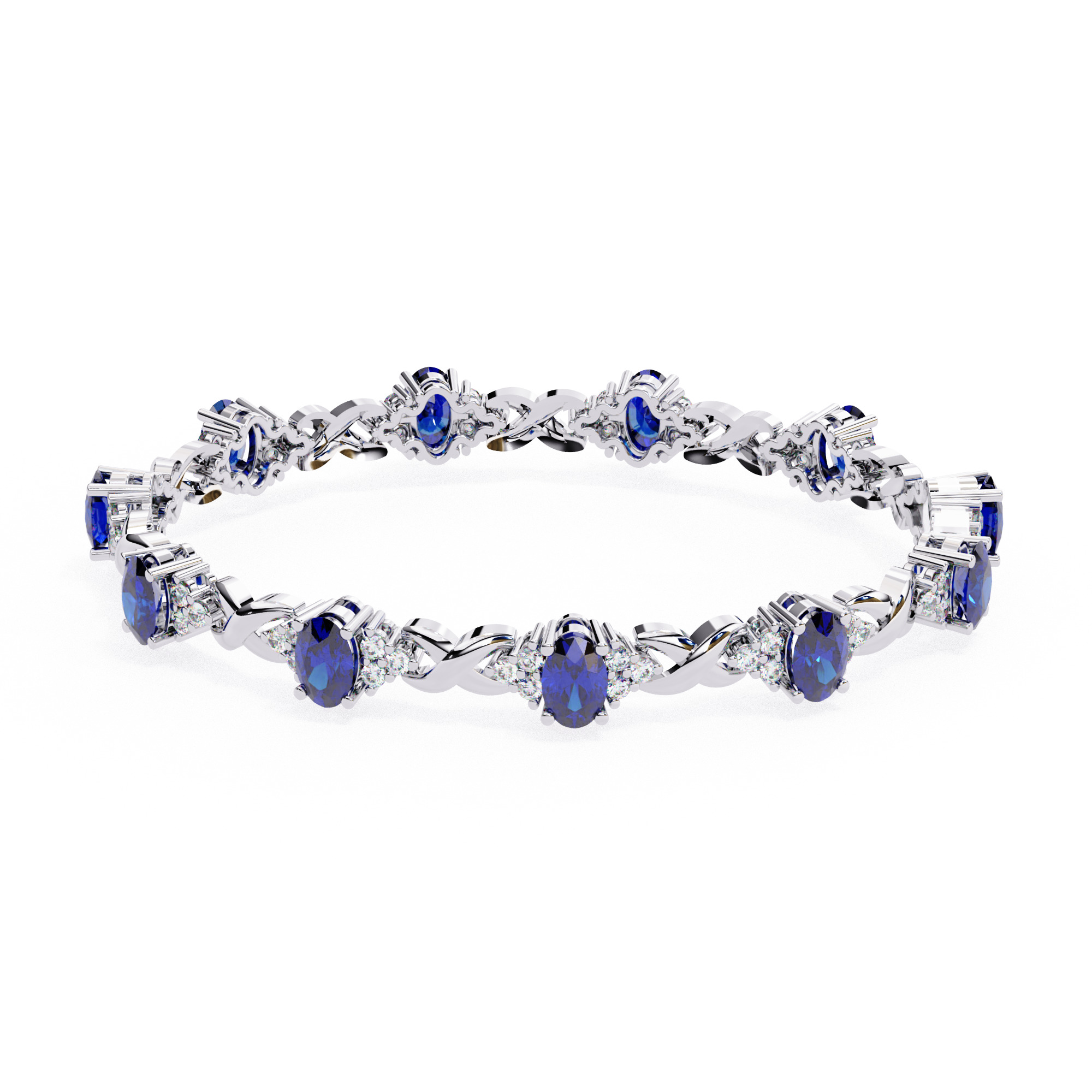Blue oval diamond cut bracelet