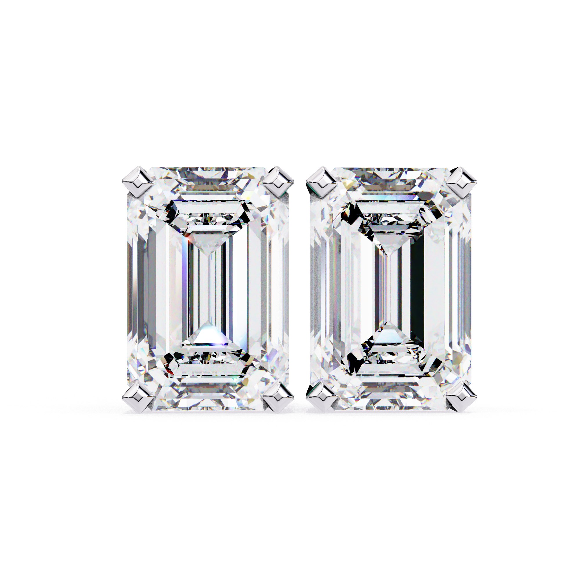 Emerald Cut Diamond Stud Earrings