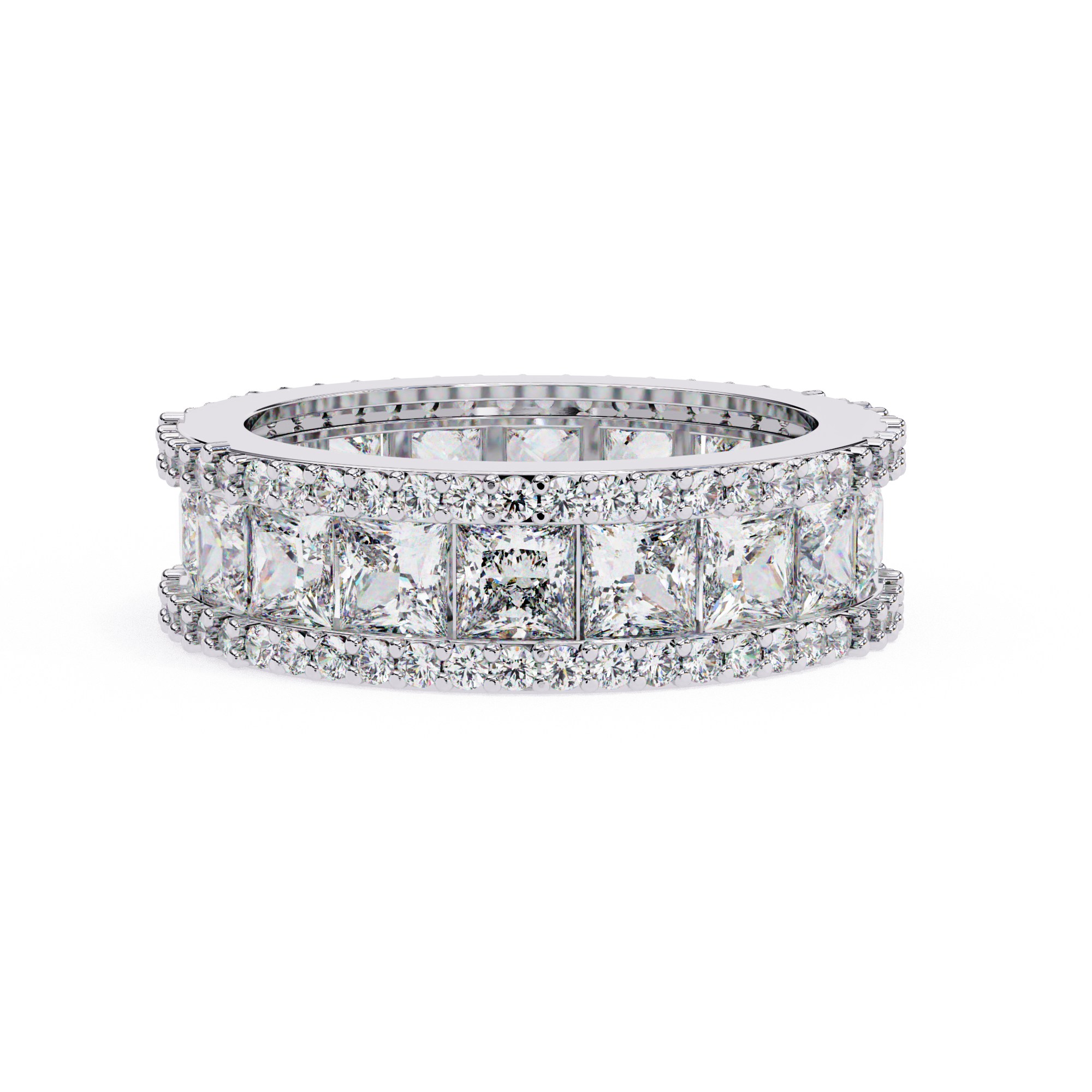 Dual Row Princess Cut Eternity Band
