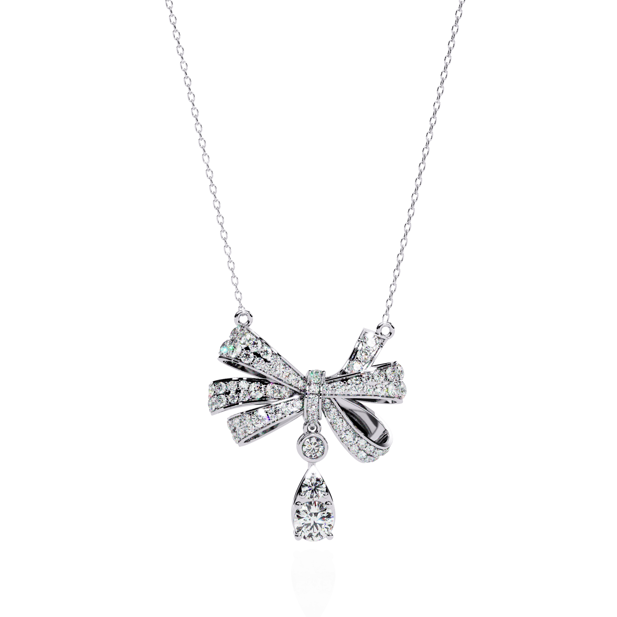 Bow Diamond Drop Necklace