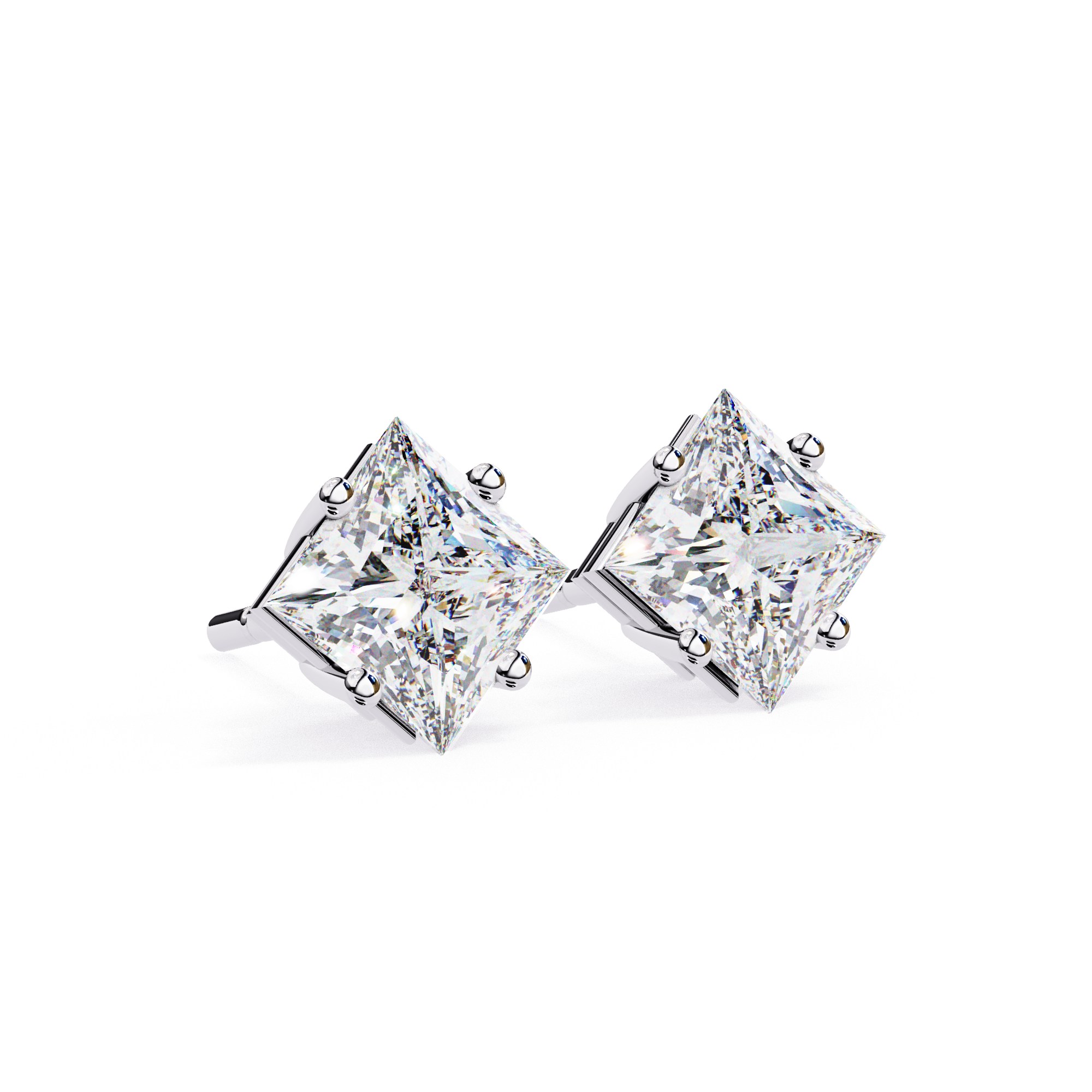 Princess-Cut Diamond Stud Earrings