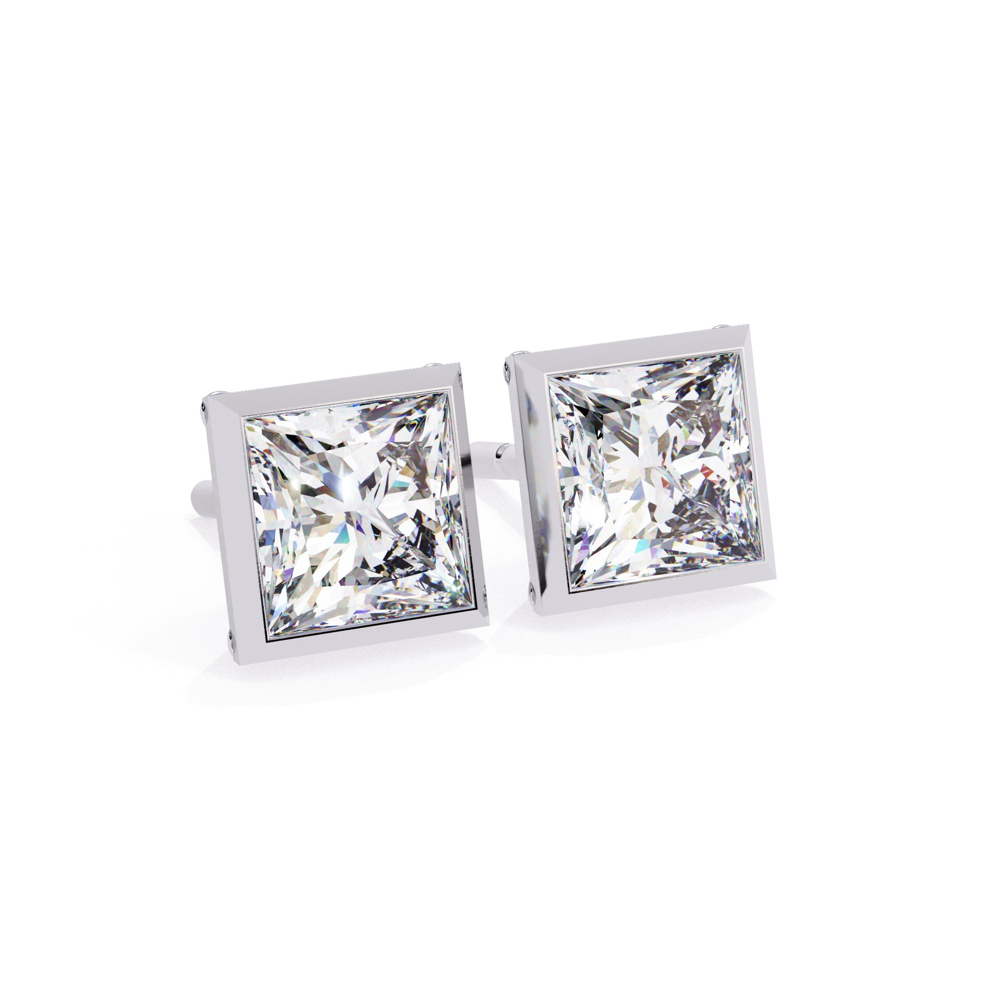 Minimalist Bazel Princess Diamond Earrings