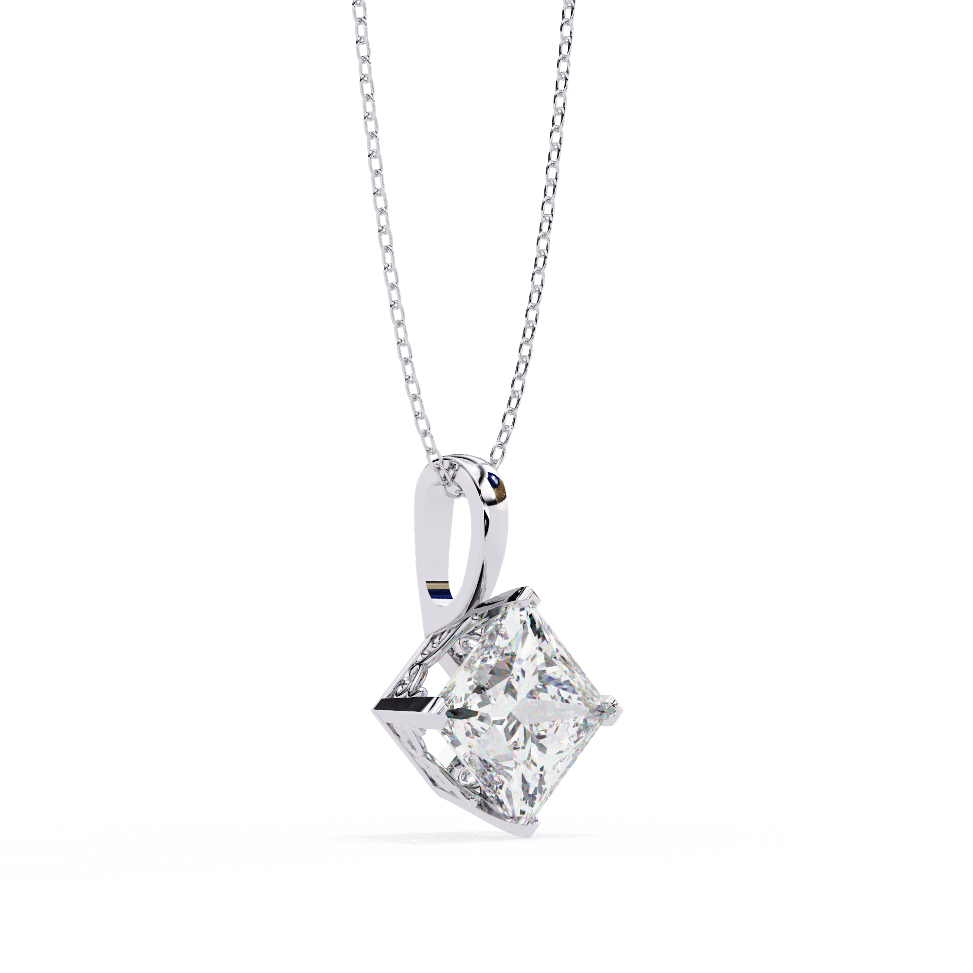 Princess cut solitaire pendant