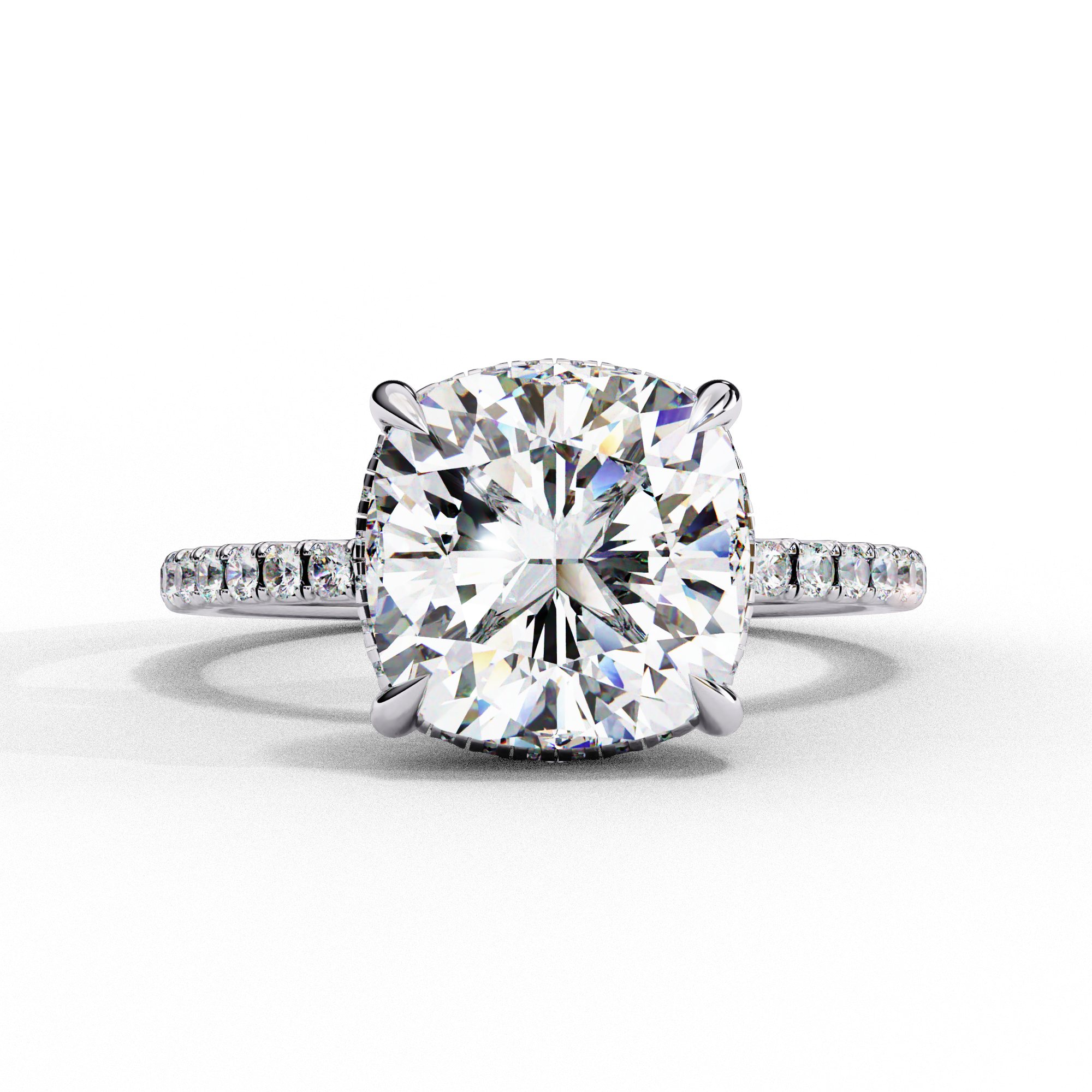 Cushion cut halo diamond ring