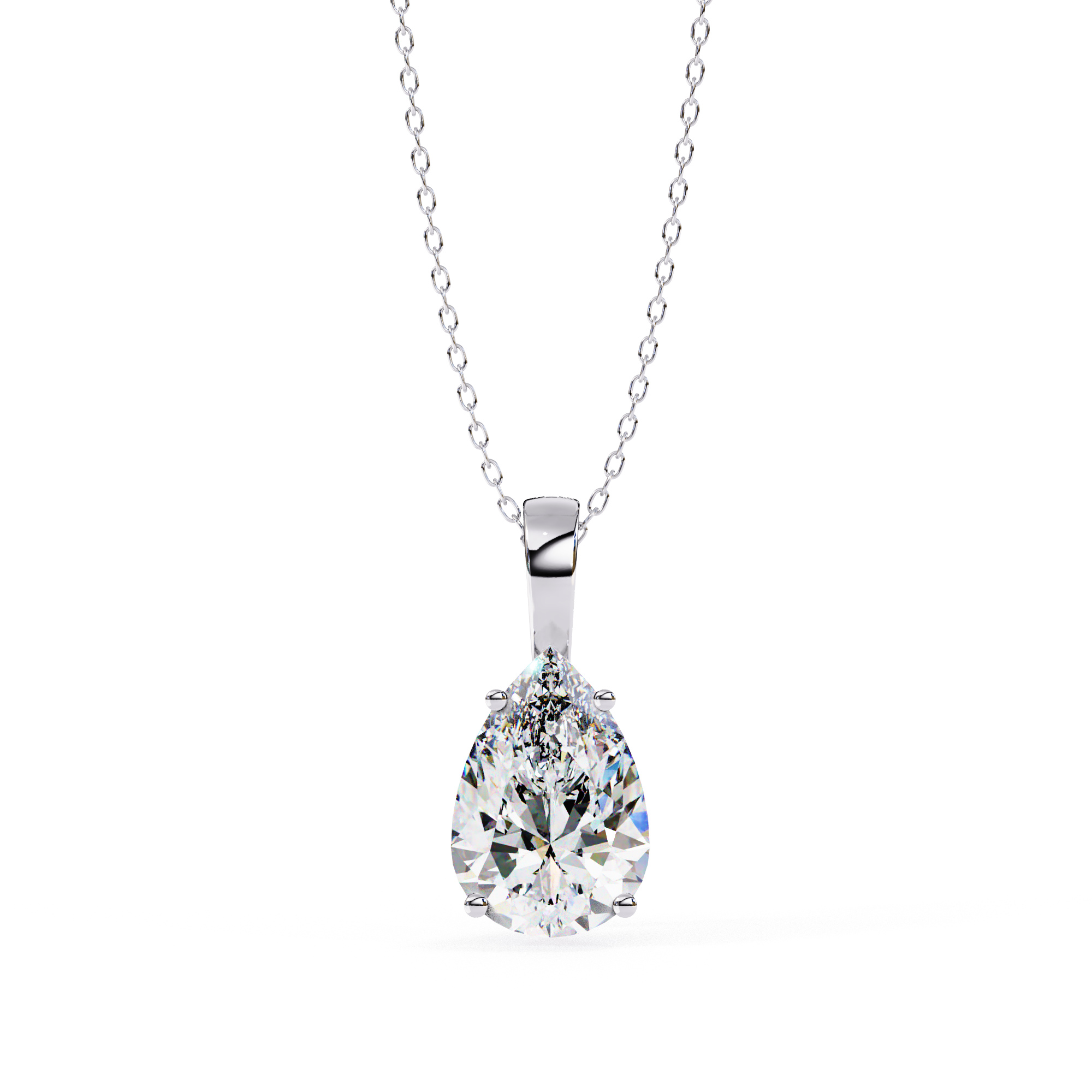 Pear cut solitaire pendant