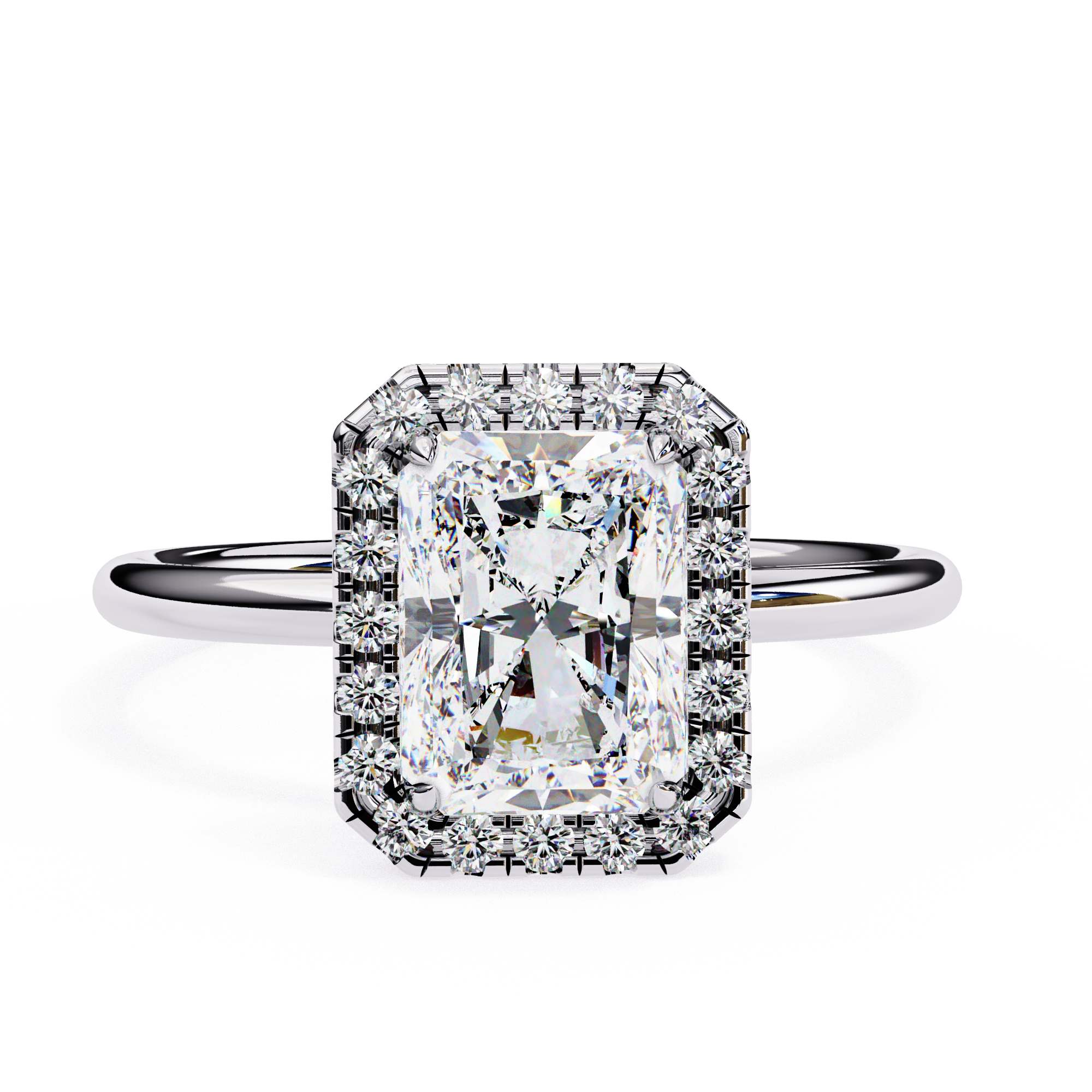 Radiant Halo Engagement Ring