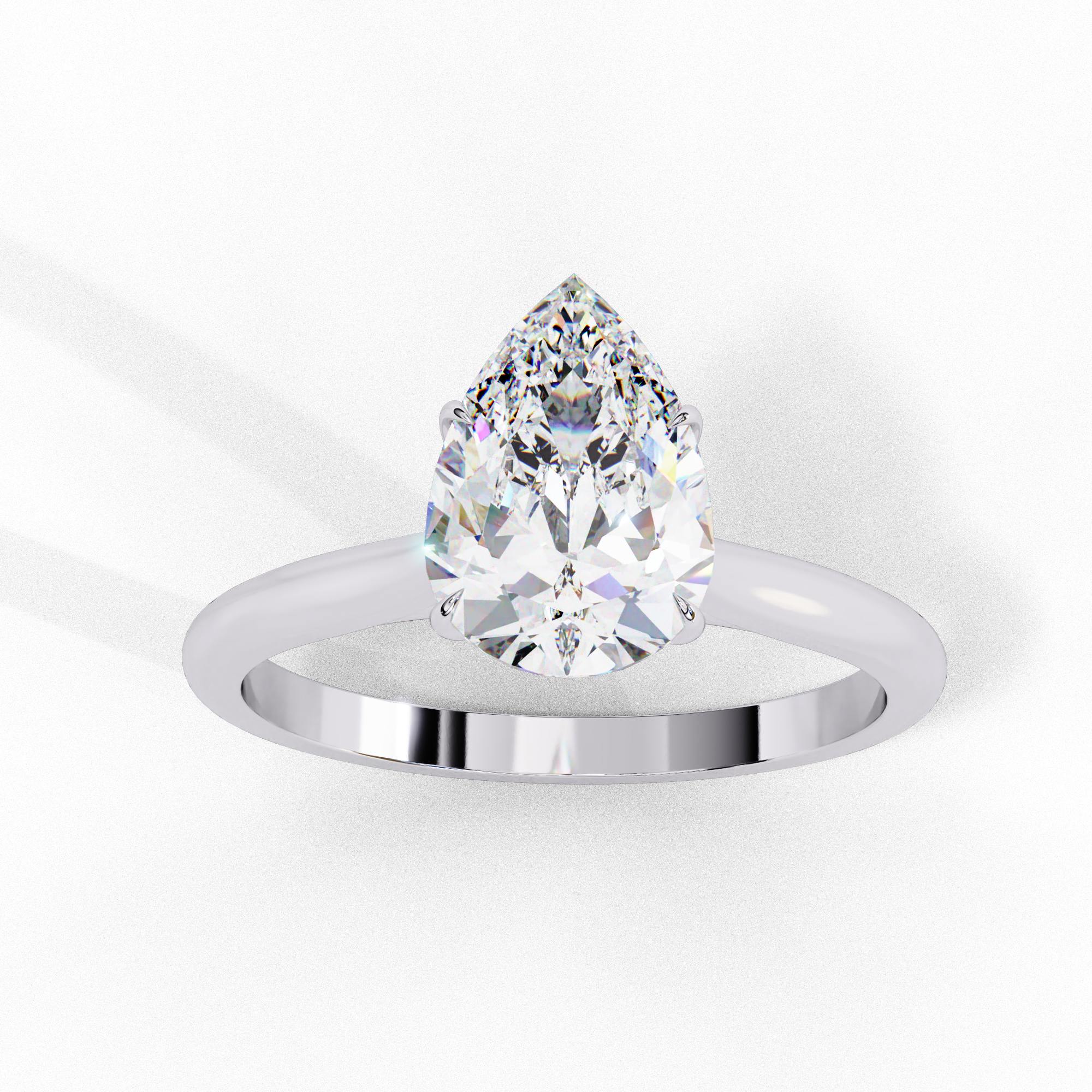 Pear Shaped Diamond Engagement Ring 