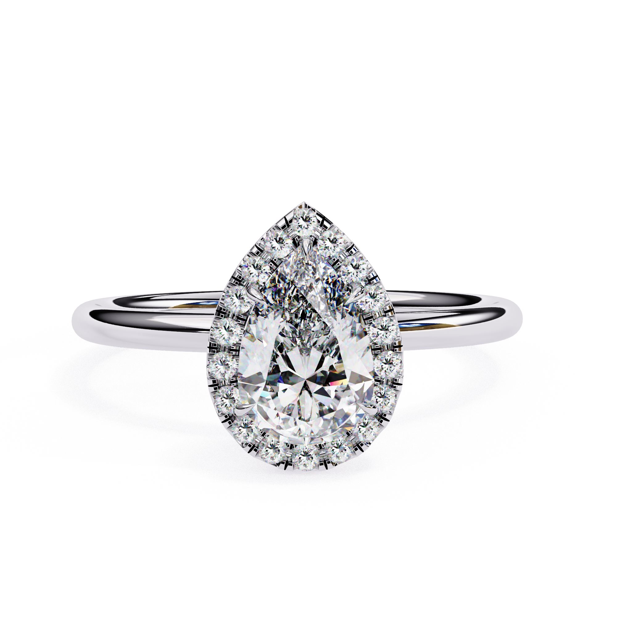 Pear Halo Engagement Ring
