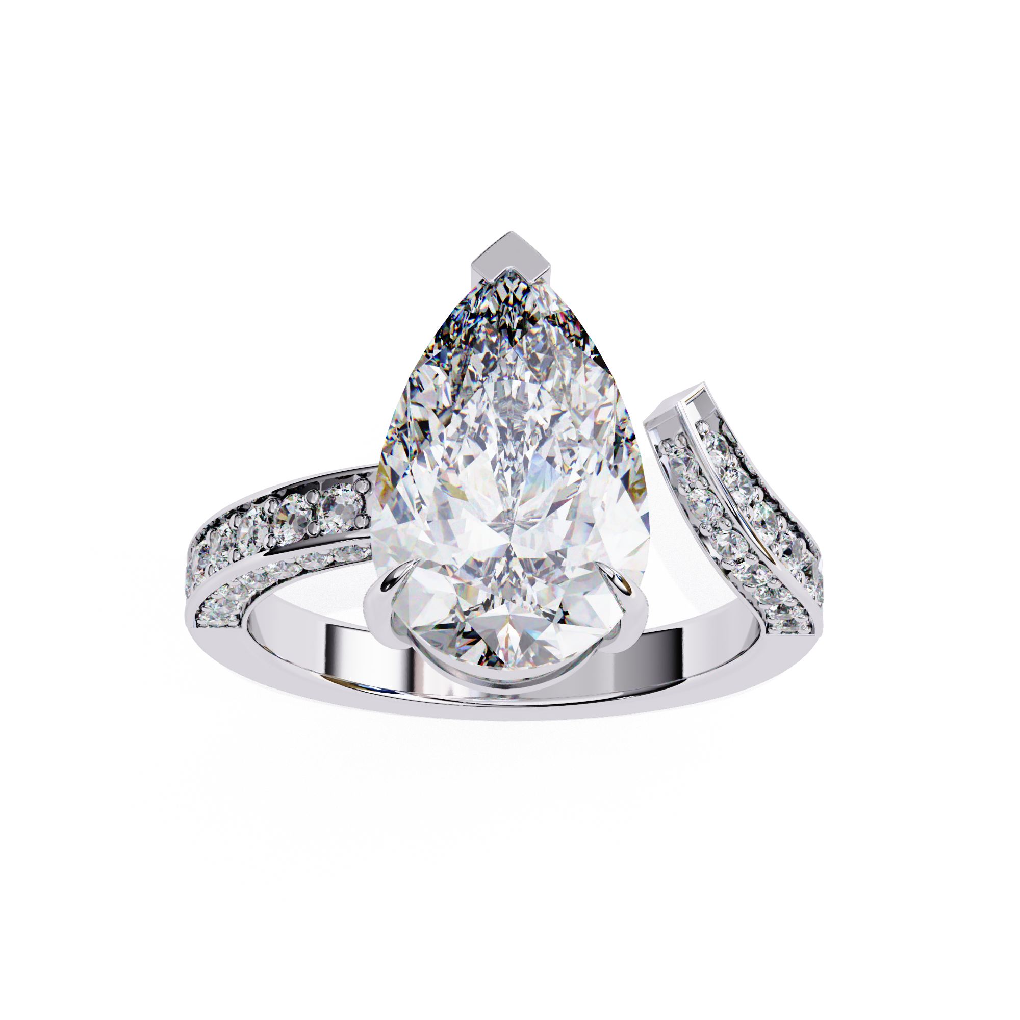 Two-Tone Gold Pear-Shaped Diamond Ring
