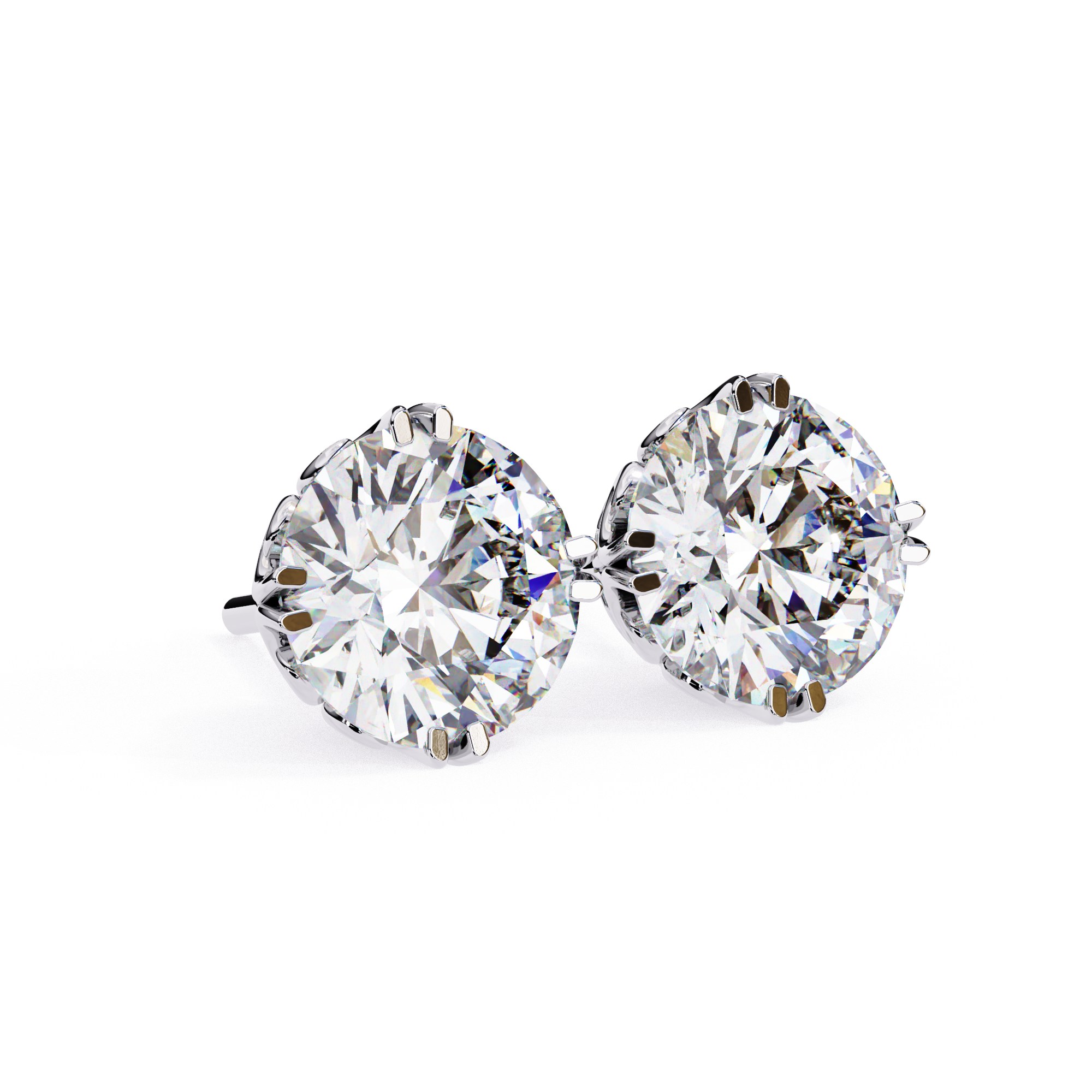 Classic Round Diamond Solitaire Stud Earrings